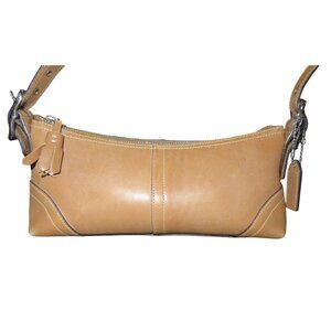Coach 2005 Tan Leather Mini Baguette Hobo Satchel Bag 8A64